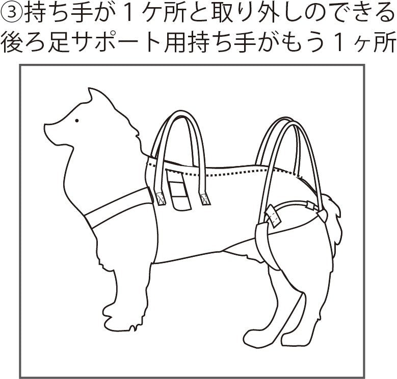 【持ち手1+後足サポート】アシスタントバンド (紺茶チェック)~犬の介護歩行補助ハーネス - PINSTUDIO Pet & Photo