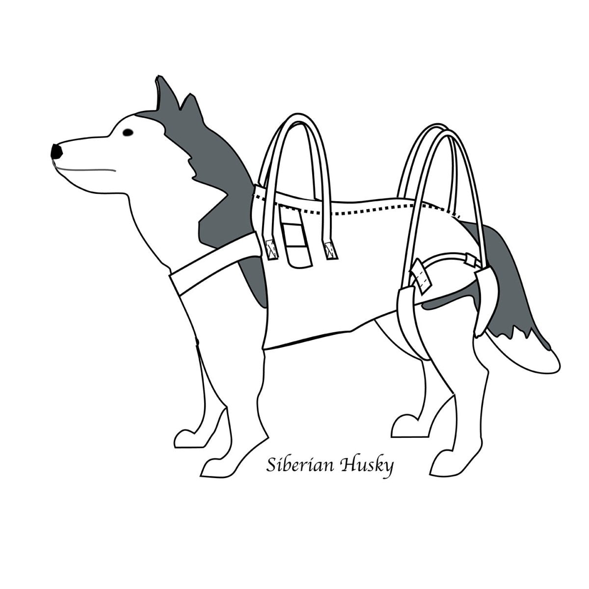 【持ち手1+後足サポート】アシスタントバンド(国産デニム)~犬の介護歩行補助ハーネス - PINSTUDIO Pet & Photo