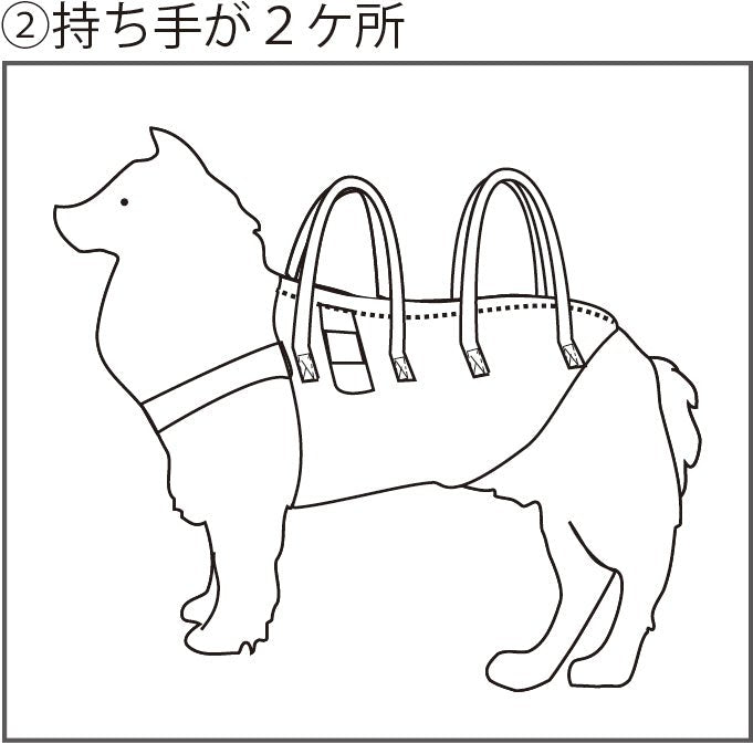 【持ち手2】アシスタントバンド/中大型犬用 (紺茶チェック)~犬の介護歩行補助ハーネス - PINSTUDIO Pet & Photo