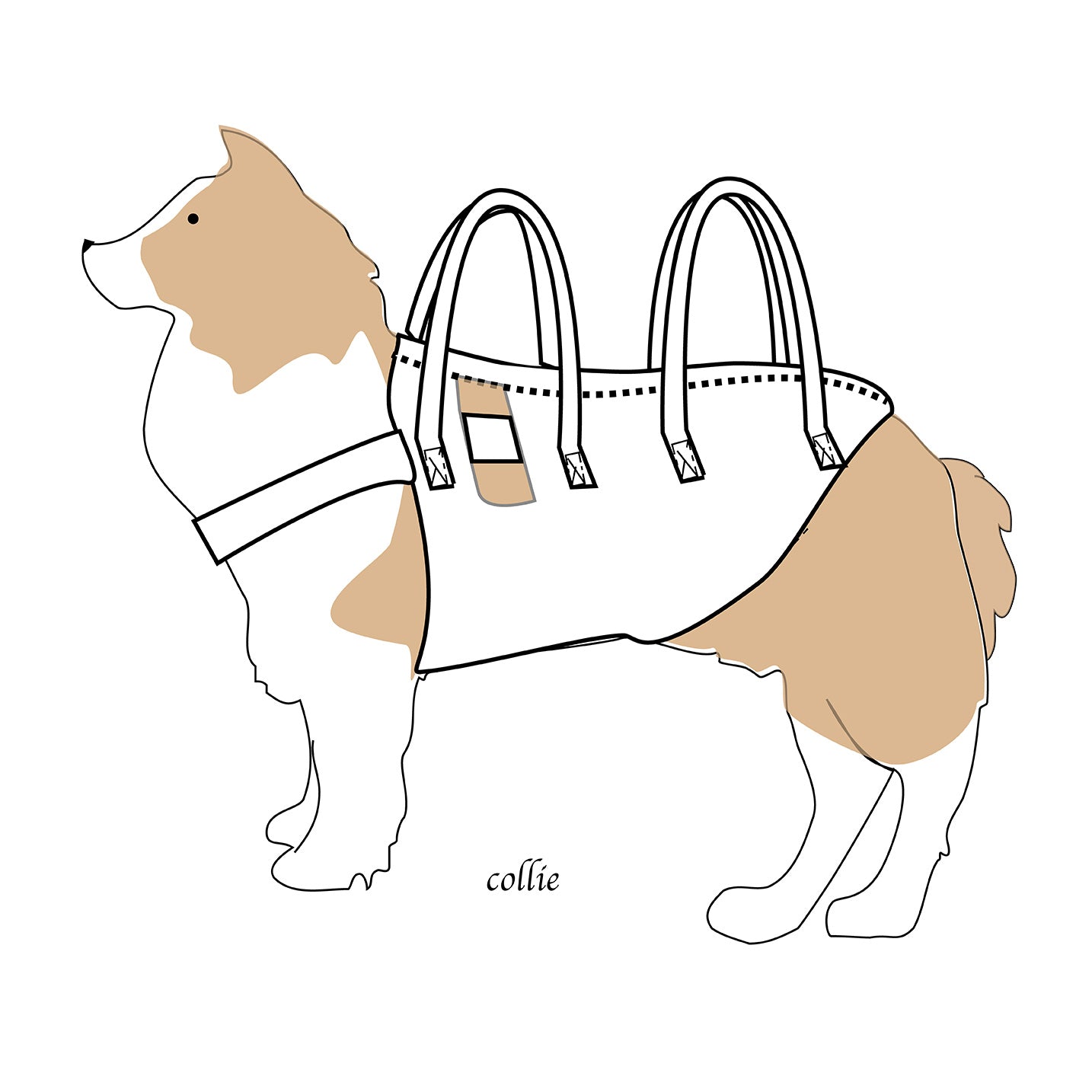 【持ち手2】アシスタントバンド/中大型犬用 (紺茶チェック)~犬の介護歩行補助ハーネス
