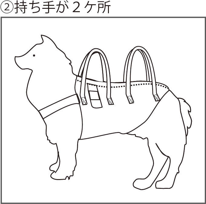 【持ち手2】アシスタントバンド/中大型犬用 (国産デニム)～犬の介護歩行補助ハーネス